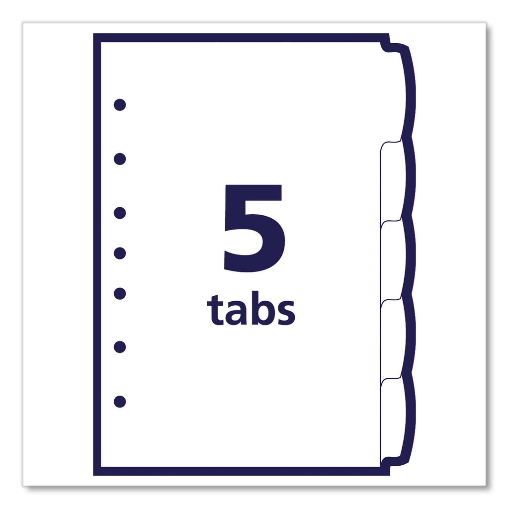 Avery Mni Durable Write-on Dividers - 5 x Divider(s) - Write-on Tab(s) - 5 - 5 Tab(s)/Set - 5.5" Divider Width x 8.50" Divider Length - 7 Hole Punched - Multicolor Plastic Divider - Multicolor Plastic Tab(s) - 5 / Set