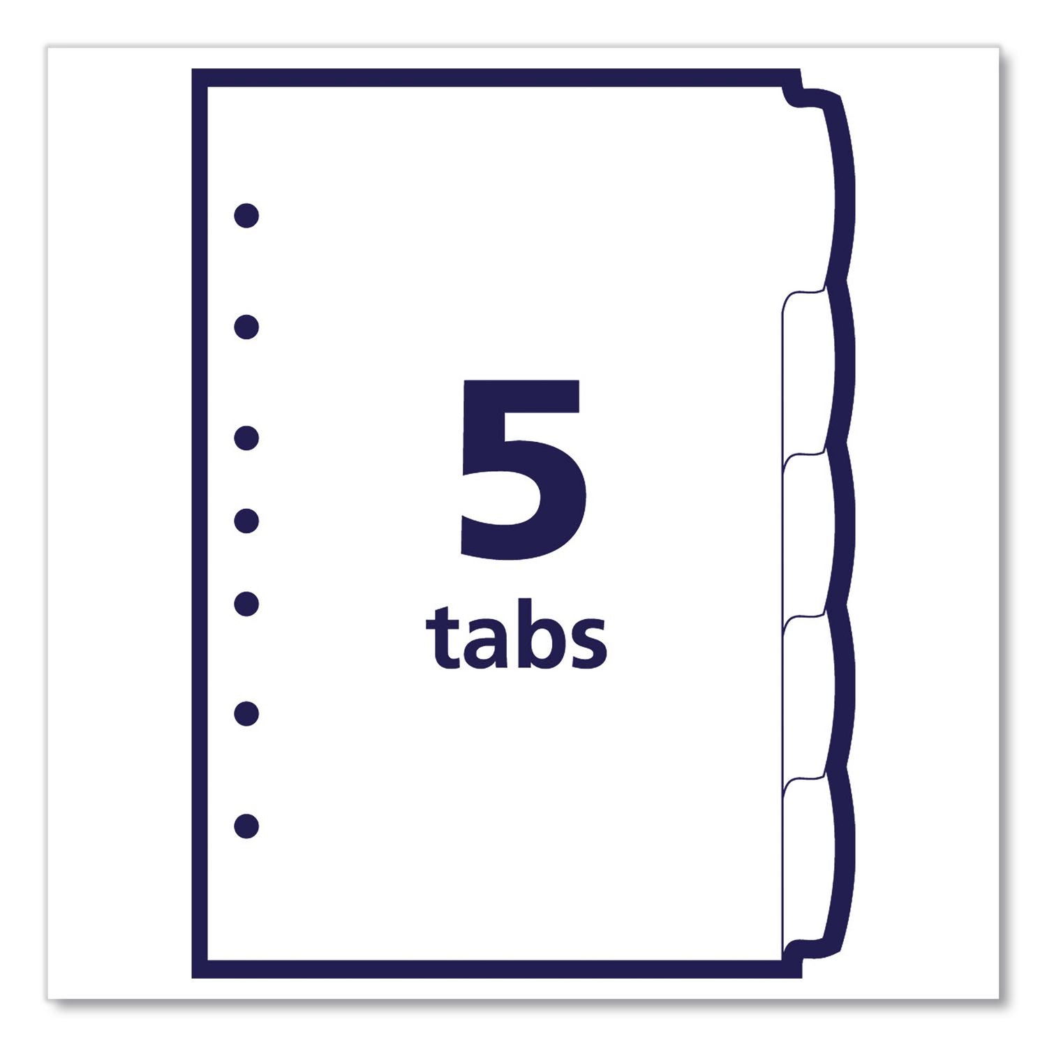 Avery Mni Durable Write-on Dividers - 5 x Divider(s) - Write-on Tab(s) - 5 - 5 Tab(s)/Set - 5.5" Divider Width x 8.50" Divider Length - 7 Hole Punched - Multicolor Plastic Divider - Multicolor Plastic Tab(s) - 5 / Set