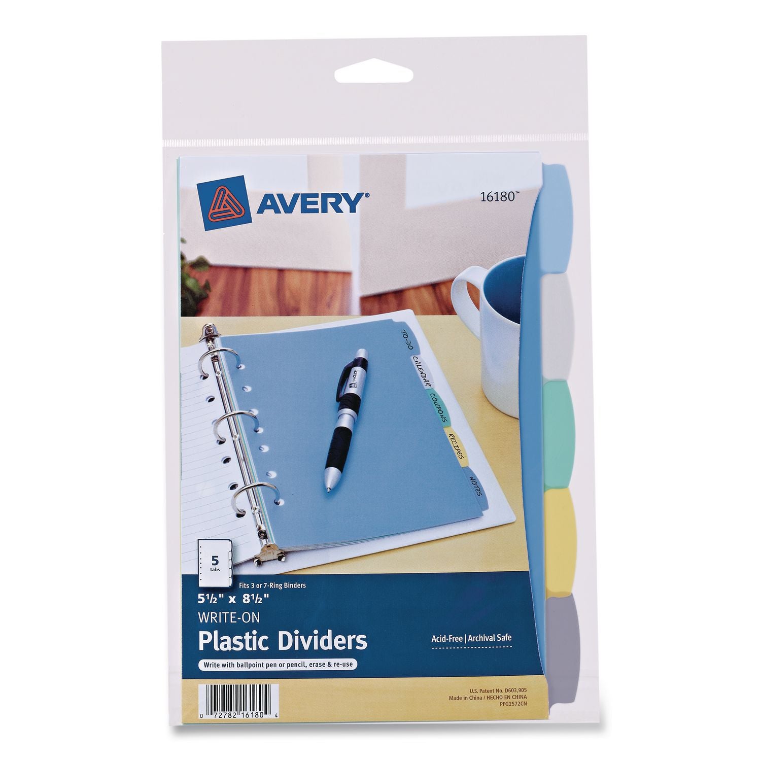 Avery Mni Durable Write-on Dividers - 5 x Divider(s) - Write-on Tab(s) - 5 - 5 Tab(s)/Set - 5.5" Divider Width x 8.50" Divider Length - 7 Hole Punched - Multicolor Plastic Divider - Multicolor Plastic Tab(s) - 5 / Set