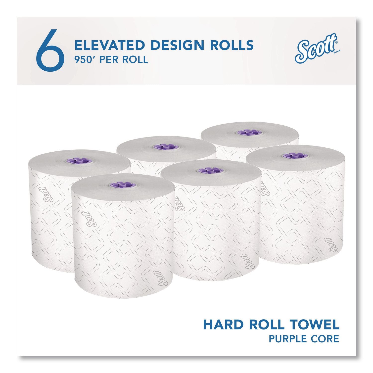 Essential High Capacity Hard Roll Towels for Business, Absorbency Pockets, 1-Ply, 8" x 950 ft, 1.75" Core, White, 6 Rolls/CT