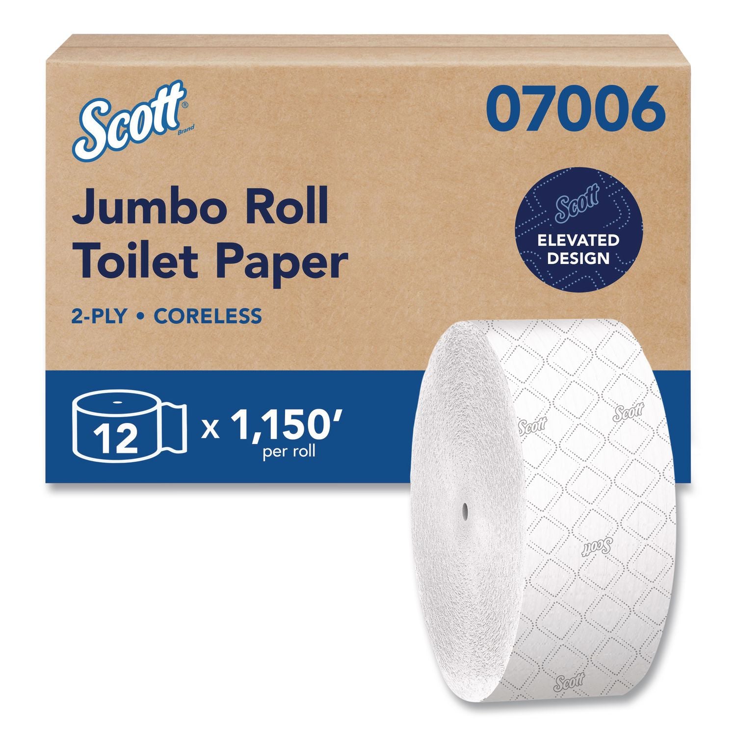 Essential Coreless JRT, Septic Safe, 2-Ply, White, 3.75" x 1,150 ft, 12 Rolls/Carton