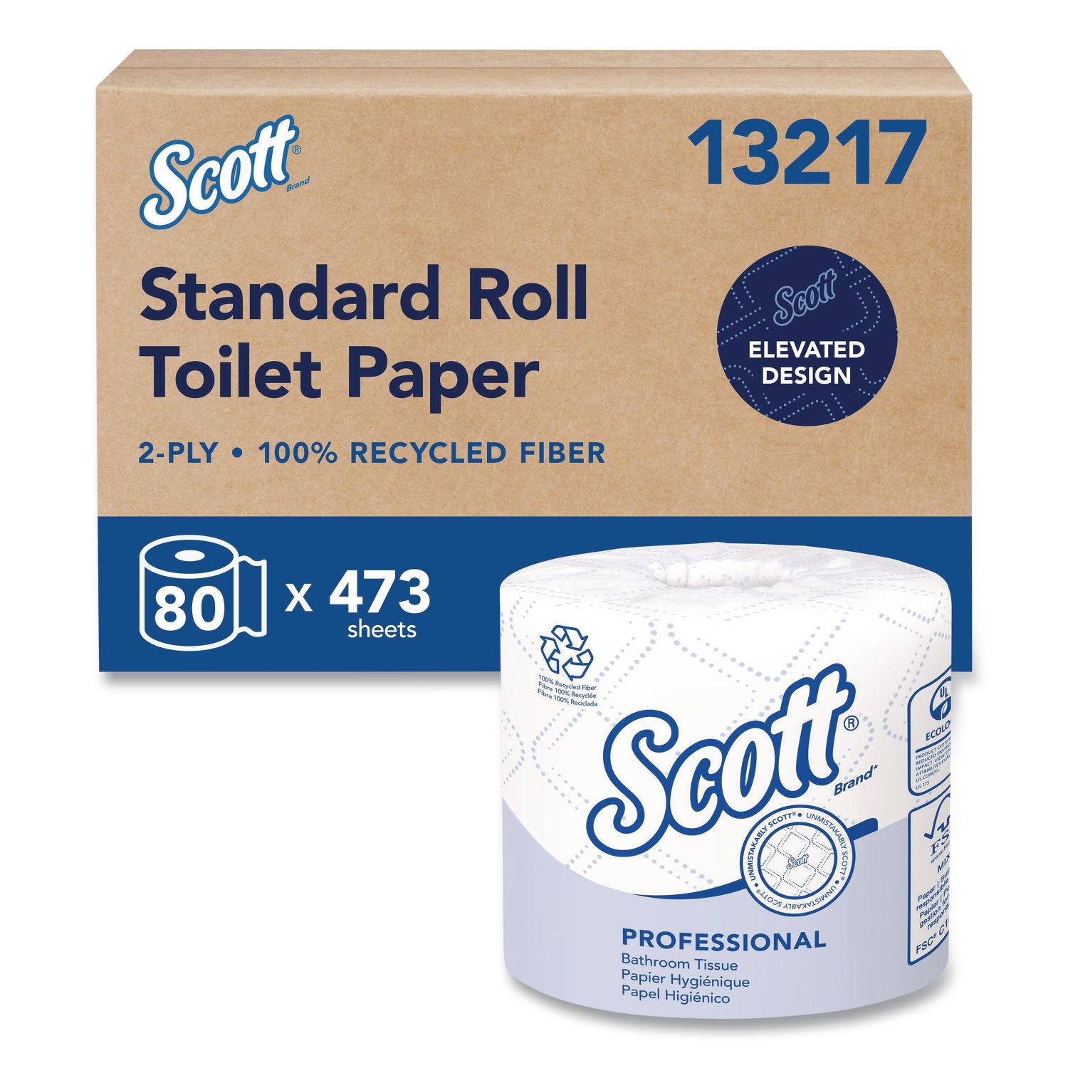 Essential 100% Recycled Fiber SRB Bathroom Tissue, Septic Safe, 2-Ply, White, 473 Sheets/Roll, 80 Rolls/Carton