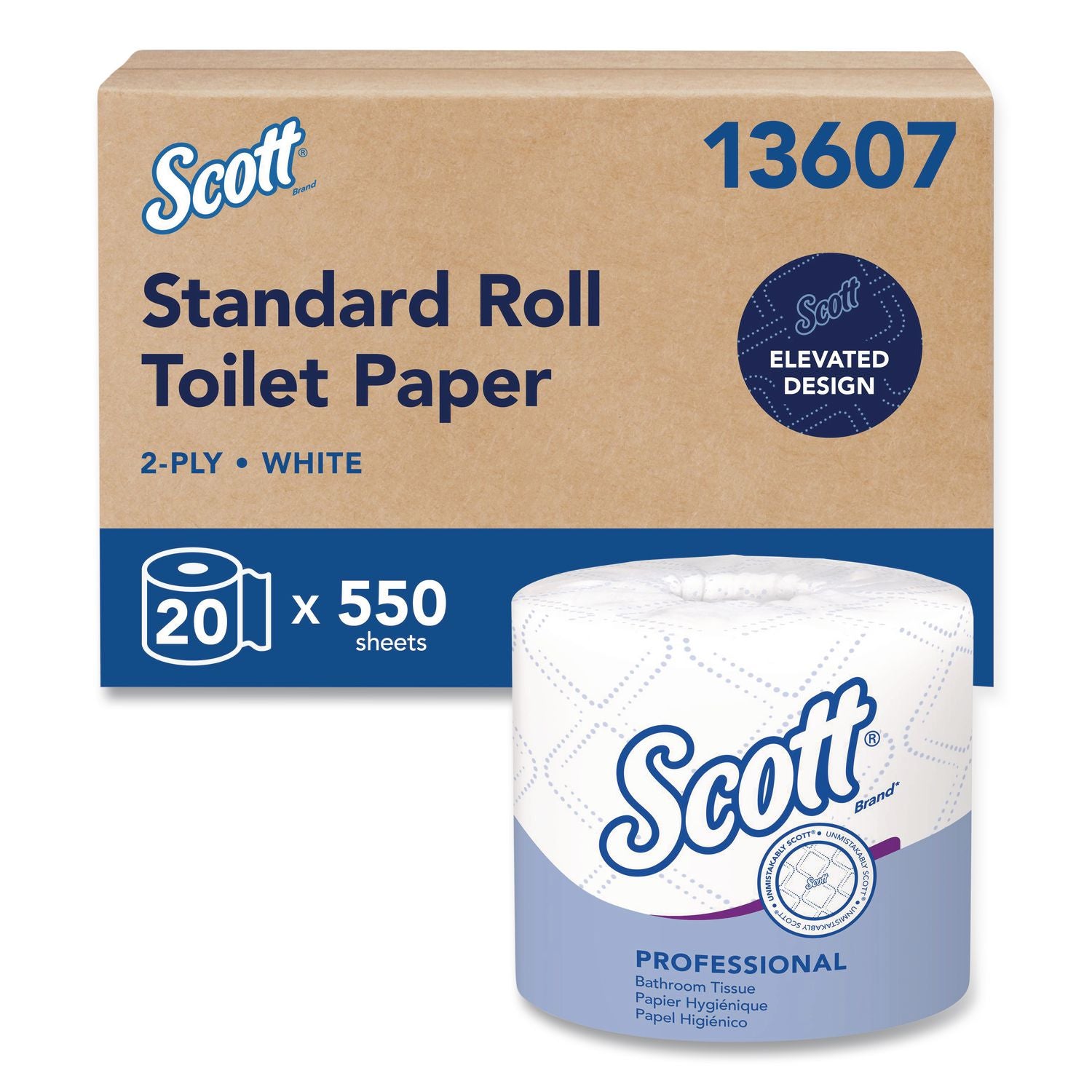 Essential Standard Roll Bathroom Tissue for Business, Septic Safe, Convenience Carton, 2-Ply, White, 550/Roll, 20 Rolls/CT