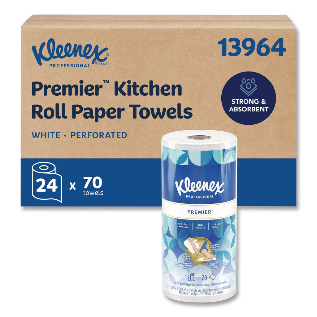 Premiere Kitchen Roll Towels, 1-Ply, 11 x 10.4, White, 70/Roll, 24 Rolls/Carton