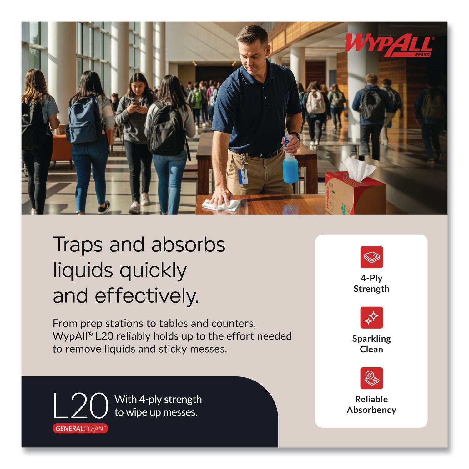 L20 Towels, BRAG Box, Multi-Ply, 12.5 x 16.8, Unscented, White, 176/Box