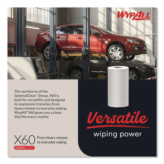 General Clean X60 Cloths, Small Roll, 9.8 x 13.4, White, 130/Roll, 12 Rolls/Carton