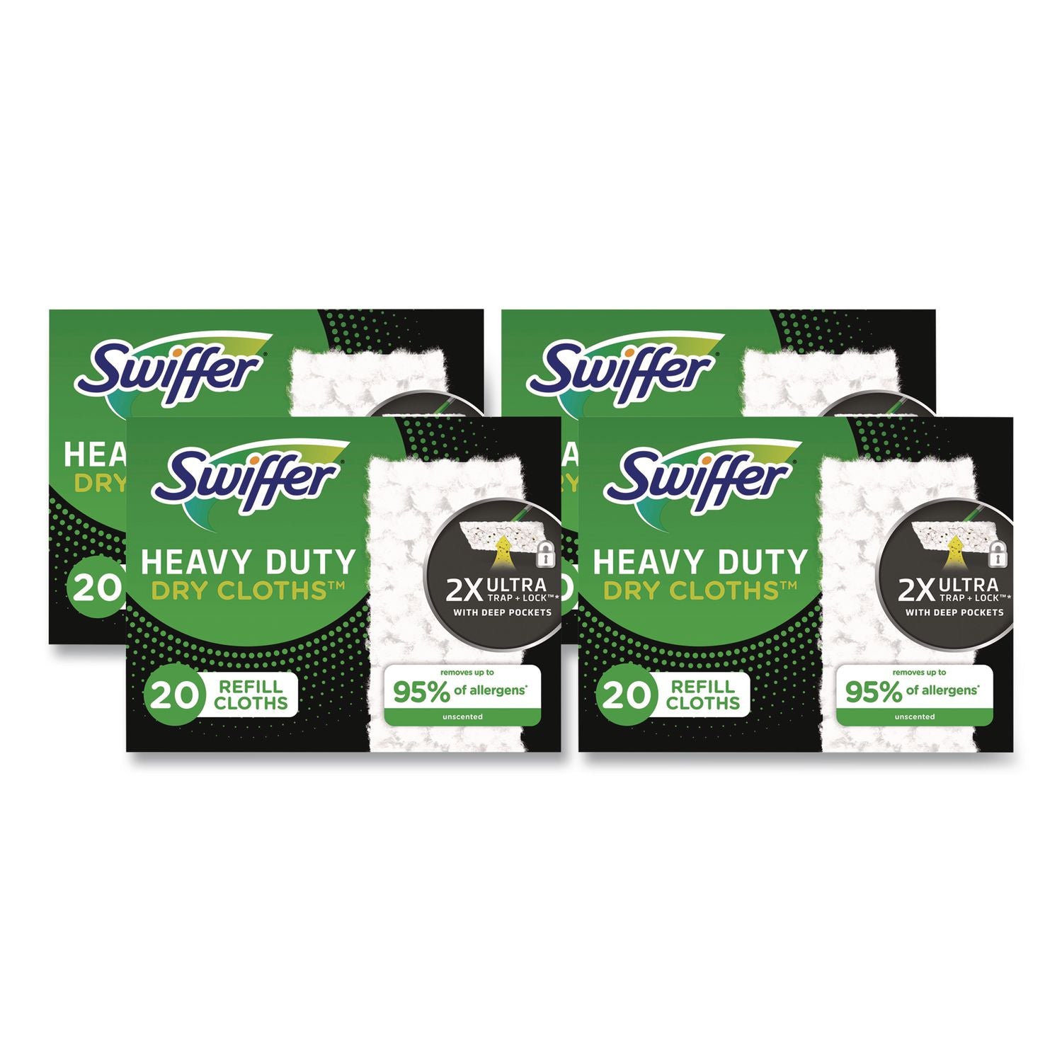 Heavy-Duty Dry Refill Cloths, 10.3 x 7.8, White, 20/Pack, 4 Packs/Carton