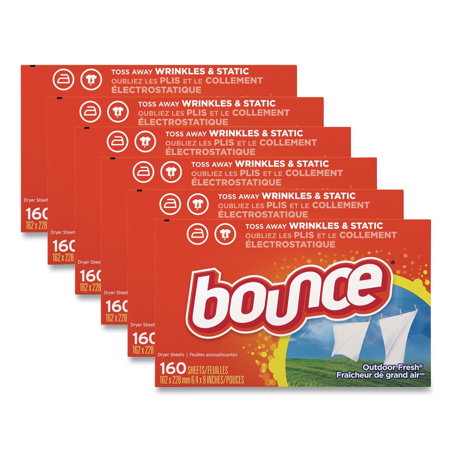Fabric Softener Sheets, Outdoor Fresh, 160 Sheets/Box, 6 Boxes/Carton