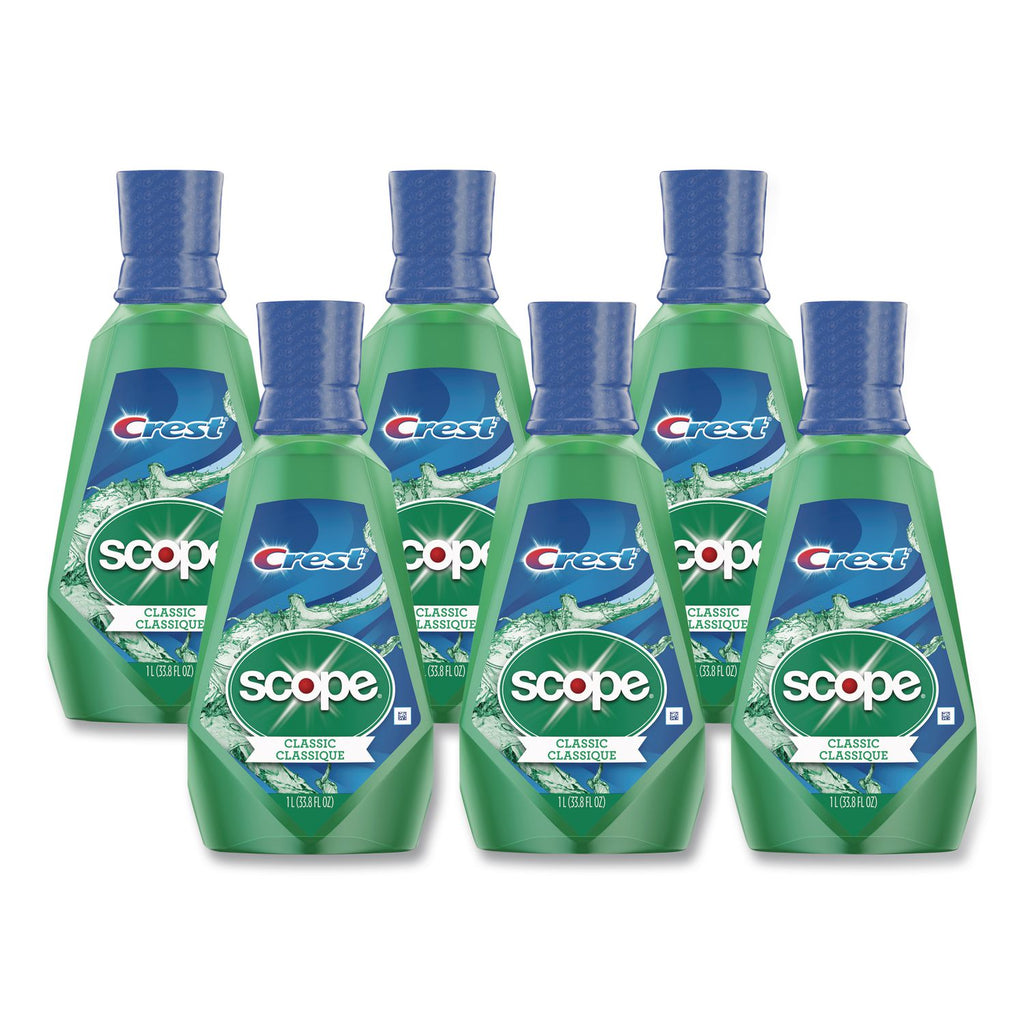 '+ Scope Mouth Rinse, Classic Mint, 1 L Bottle, 6/Carton