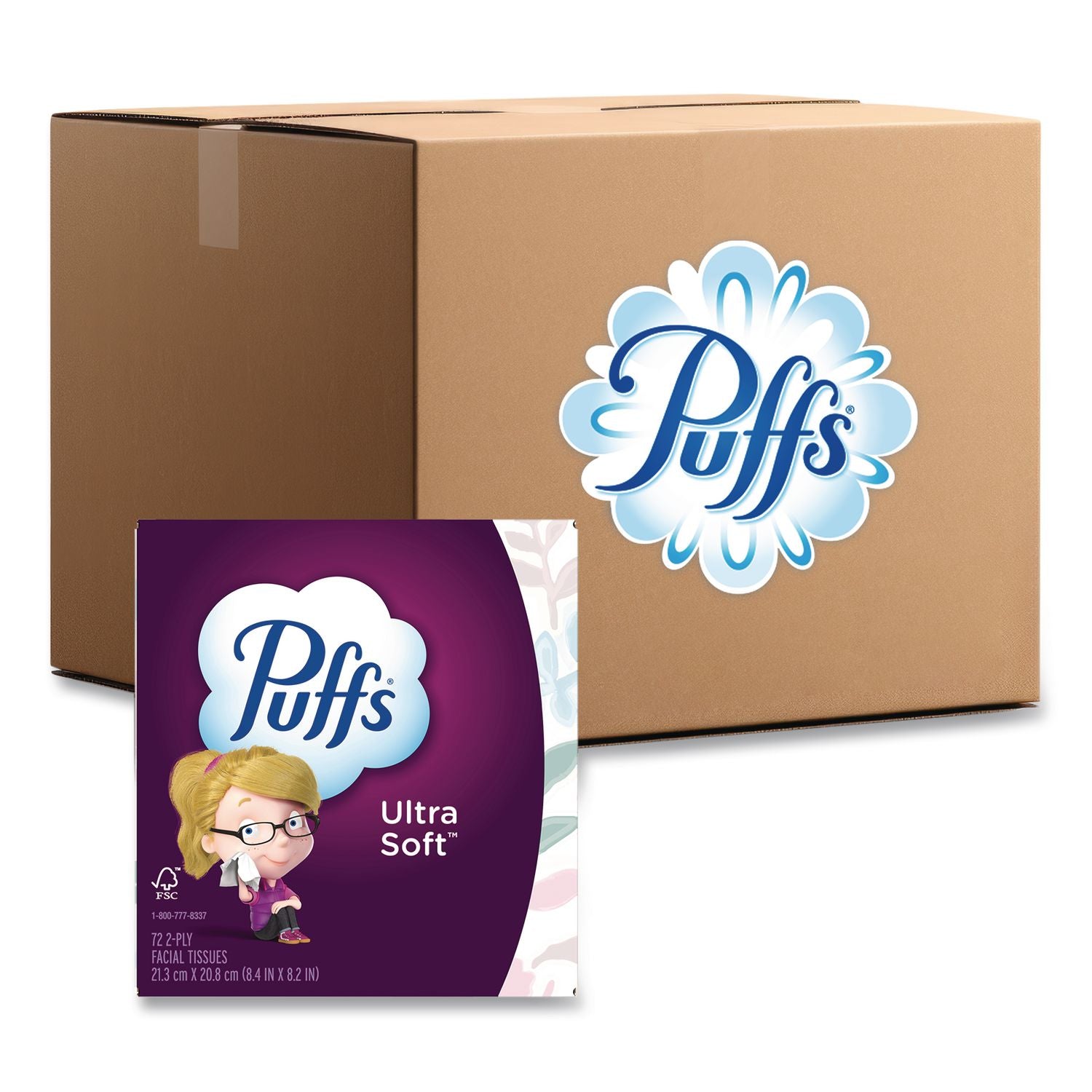 Ultra Soft Facial Tissue, 2-Ply, White, 72 Sheets/Box