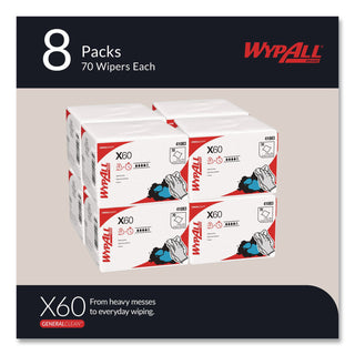 General Clean X60 Cloths, 1/4 Fold, 12.5 x 10, White, 70/Pack, 8 Packs/Carton