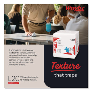 L20 Towels, 1/4 Fold, 4-Ply, 12.5 x 13, Unscented, White, 68/Pack, 12 Packs/Carton