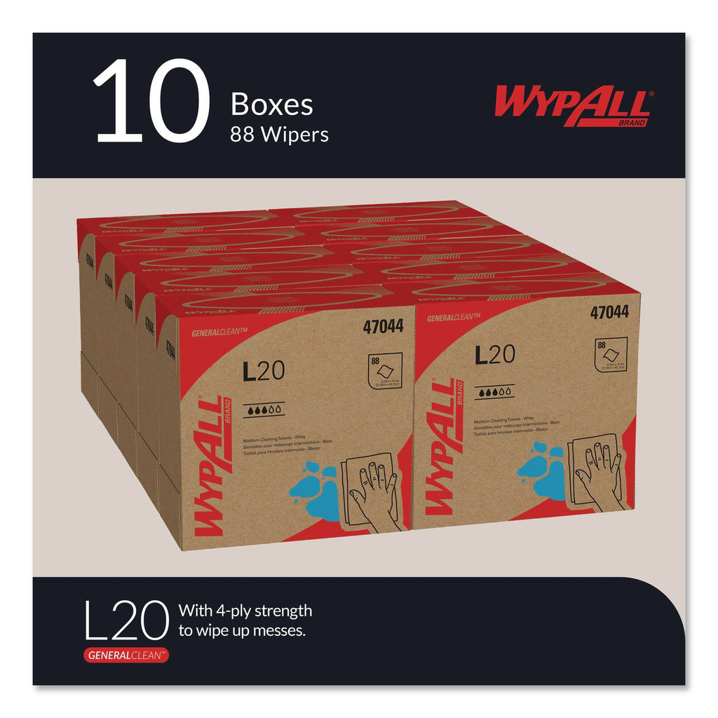 L20 Towels, POP-UP Box, 4-Ply, 9.1 x 16.8, Unscented, White, 88/Box, 10 Boxes/Carton