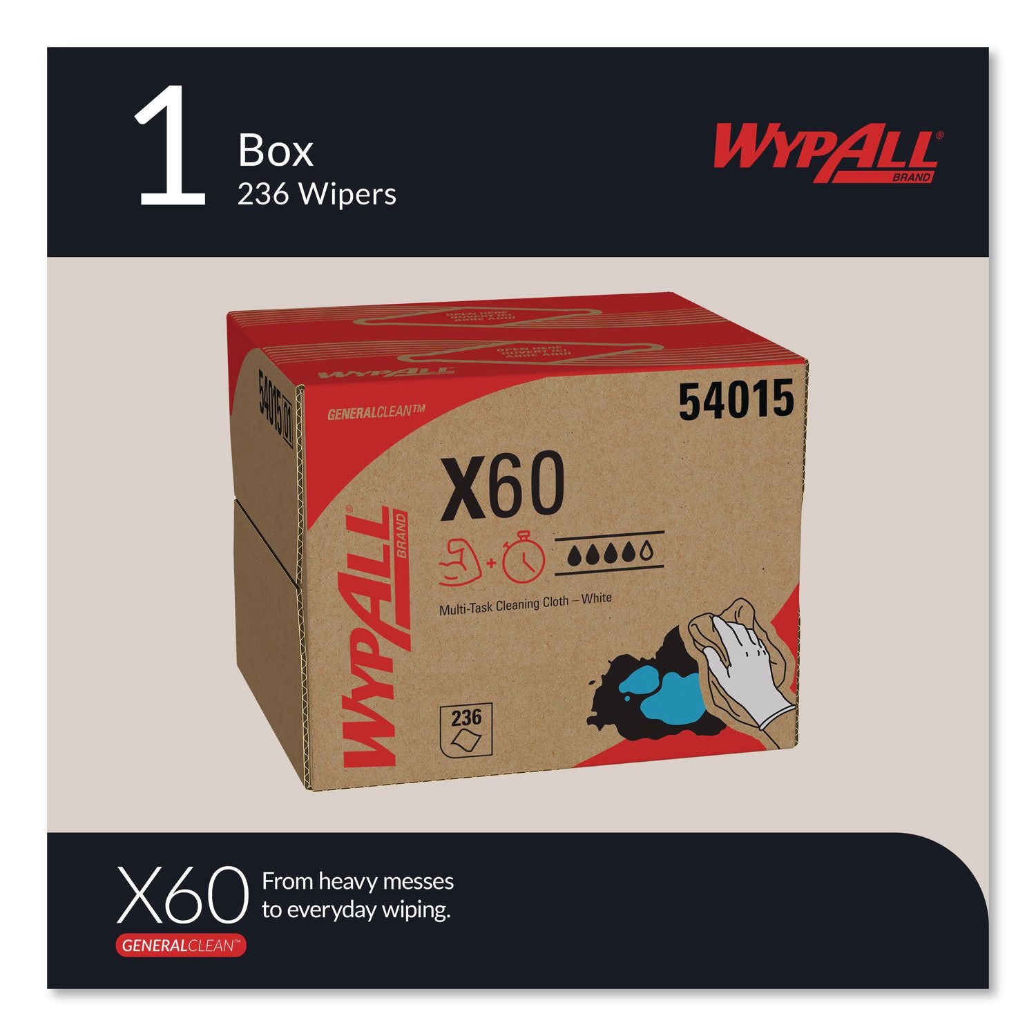 General Clean X60 Cloths, 12.5 x 16.8, White, 236/Carton