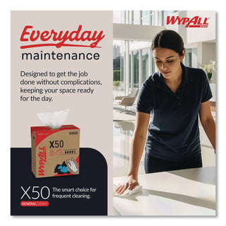 X50 Cloths, POP-UP Box, 12.5 x 9.1, White, 168/Box, 10 Boxes/Carton