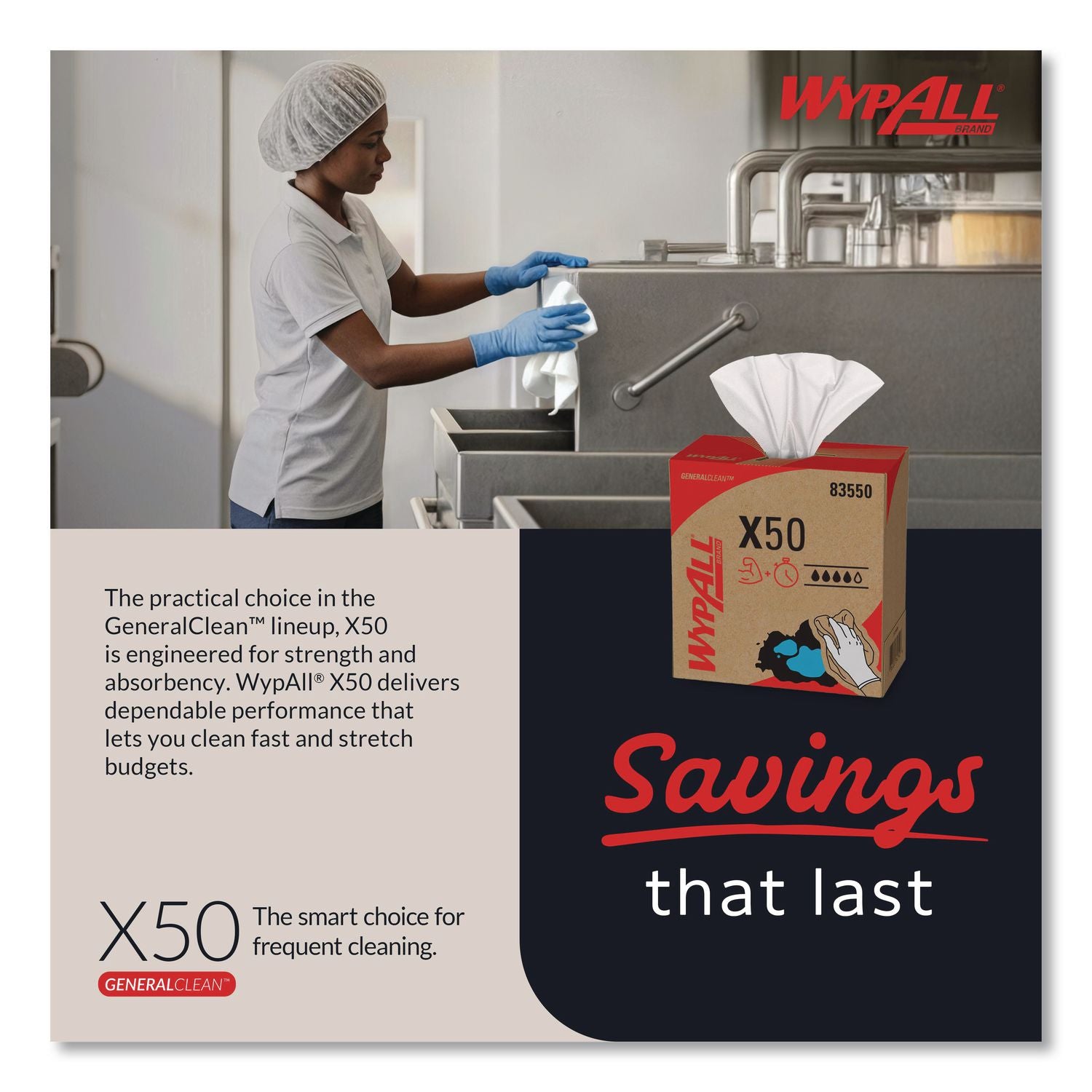 X50 Cloths, POP-UP Box, 12.5 x 9.1, White, 168/Box, 10 Boxes/Carton