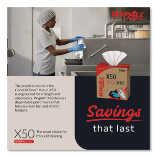 X50 Cloths, POP-UP Box, 12.5 x 9.1, White, 168/Box, 10 Boxes/Carton