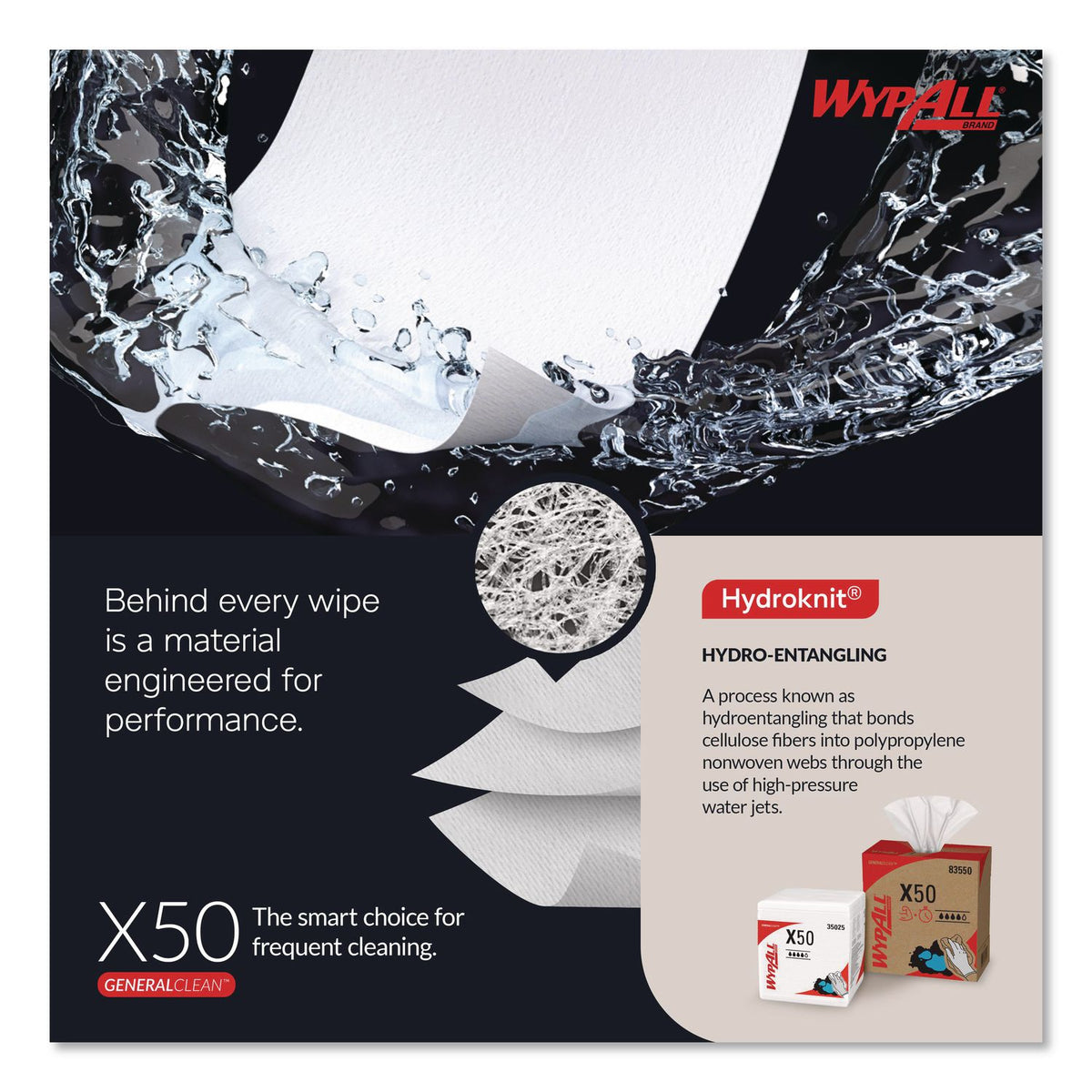 X50 Cloths, POP-UP Box, 12.5 x 9.1, White, 168/Box, 10 Boxes/Carton