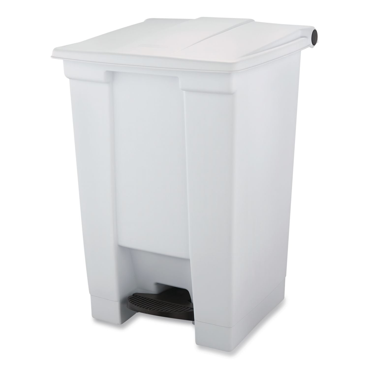 Indoor Utility Step-On Waste Container, Square, Plastic, 12gal, White