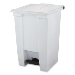 Indoor Utility Step-On Waste Container, Square, Plastic, 12gal, White