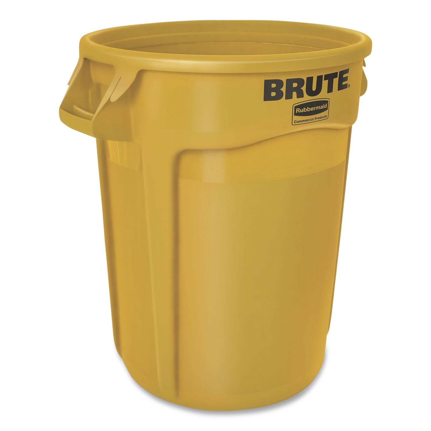Vented Round Brute Container, "Soiled Linen" Imprint, 32 gal, Plastic, Yellow