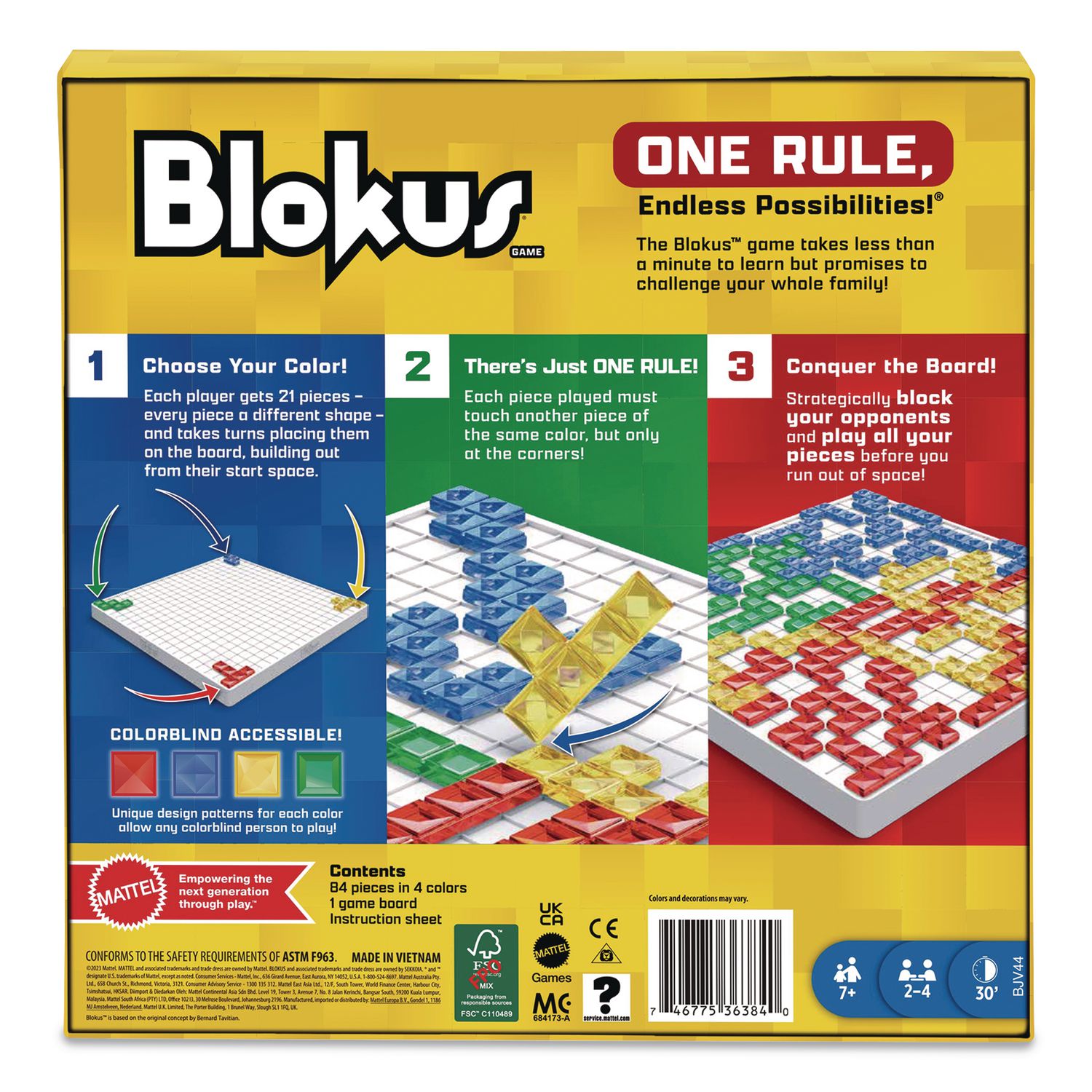 Mattel Blokus Game - Takes Less Than 1 Minute to Learn - Endless Strategy - Fun Challenges - For Whole Family