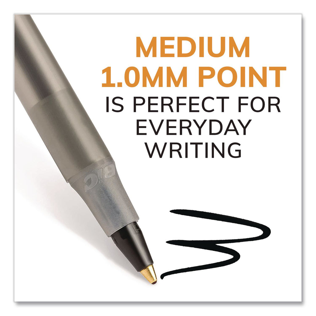BIC Round Stic Ballpoint Pens - Medium Pen Point - Black - 10 / Pack