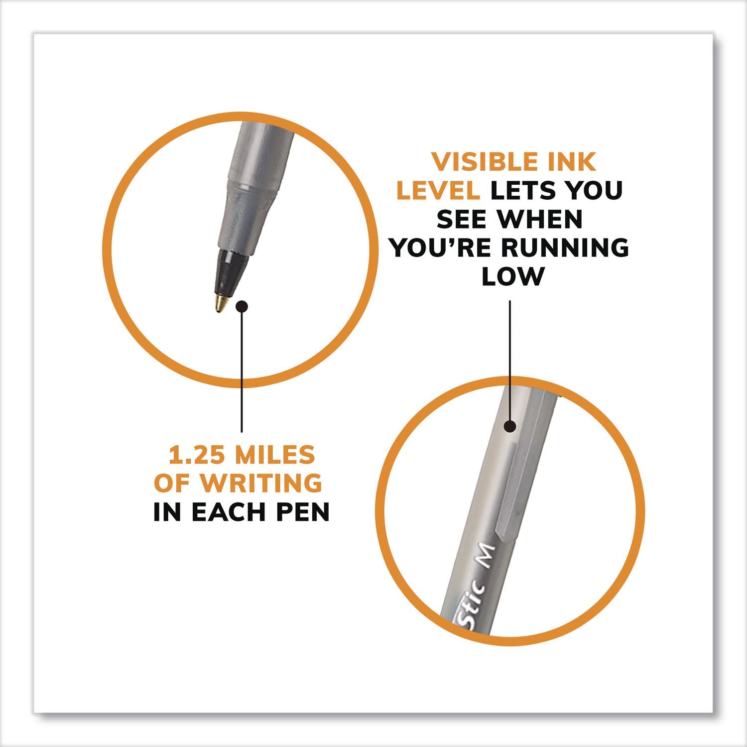 BIC Round Stic Ballpoint Pens - Medium Pen Point - Black - 10 / Pack