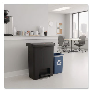 Slim Jim Streamline Resin Step-On Container, Front Step Style, 8 gal, Polyethylene, Black