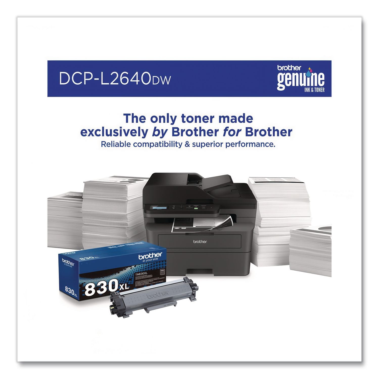 DCP-L2640DW Wireless Compact Monochrome Multifunction Laser Printer, Copy/Print/Scan