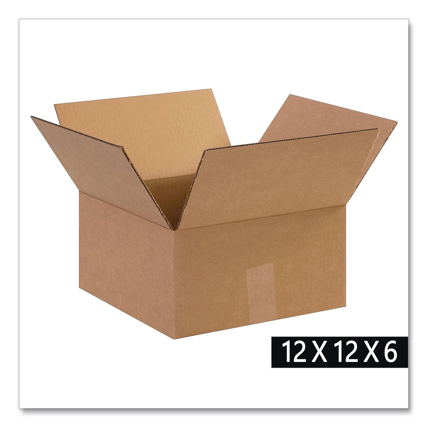 Fixed-Depth Shipping Boxes, Regular Slotted Container (RSC), 12" x 12" x 6", Brown Kraft, 25/Bundle