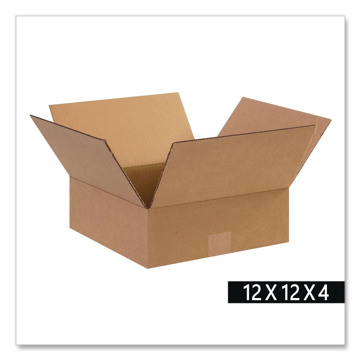 Fixed-Depth Shipping Boxes, Regular Slotted Container (RSC), 12" x 12" x 4", Brown Kraft, 25/Bundle