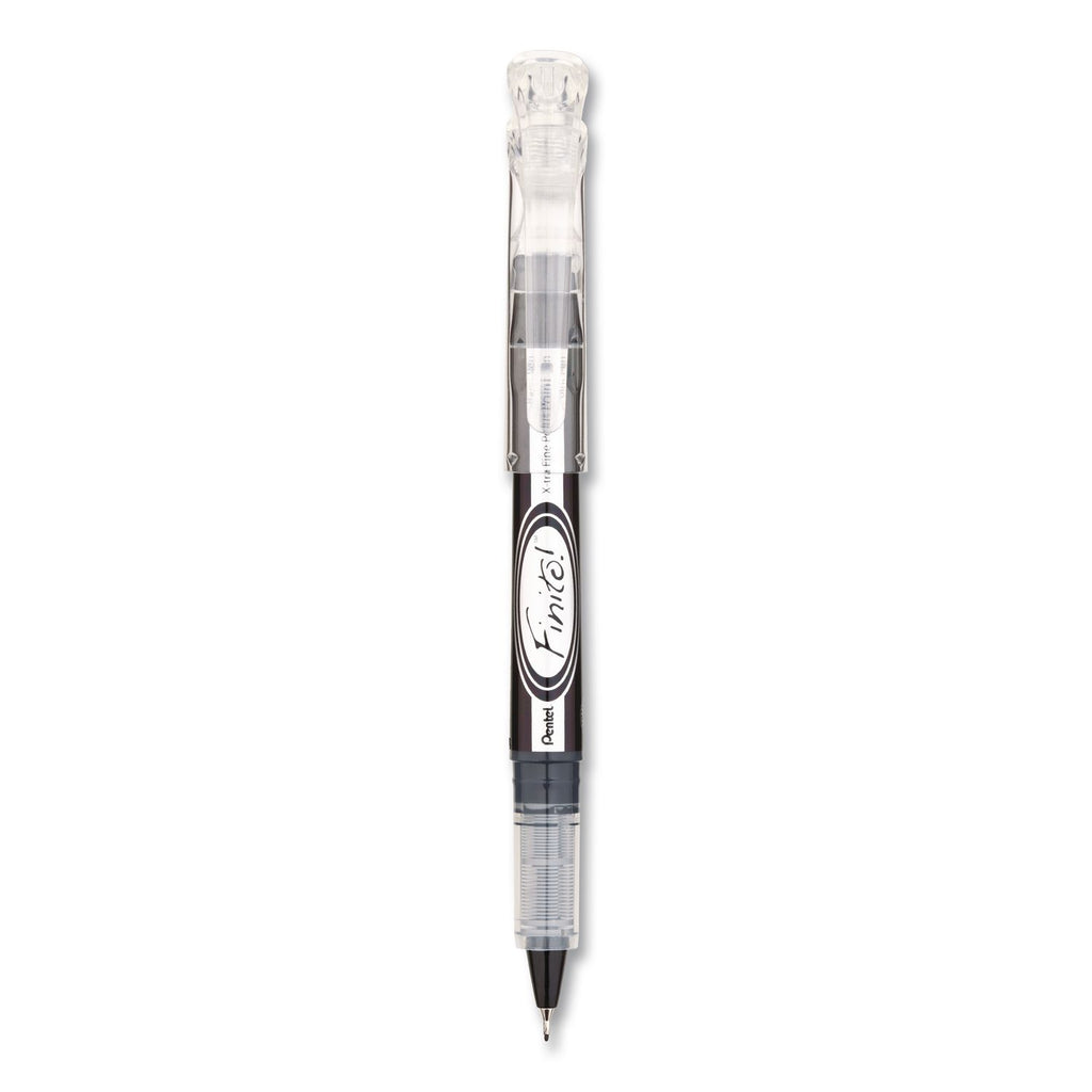 Finito! Porous Point Pen, Stick, Extra-Fine 0.4 mm, Black Ink, Black/Silver/Clear Barrel