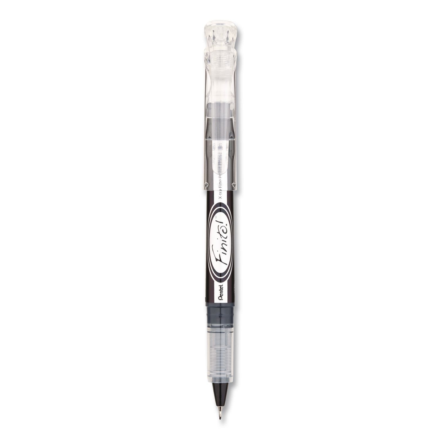 Finito! Porous Point Pen, Stick, Extra-Fine 0.4 mm, Black Ink, Black/Silver/Clear Barrel