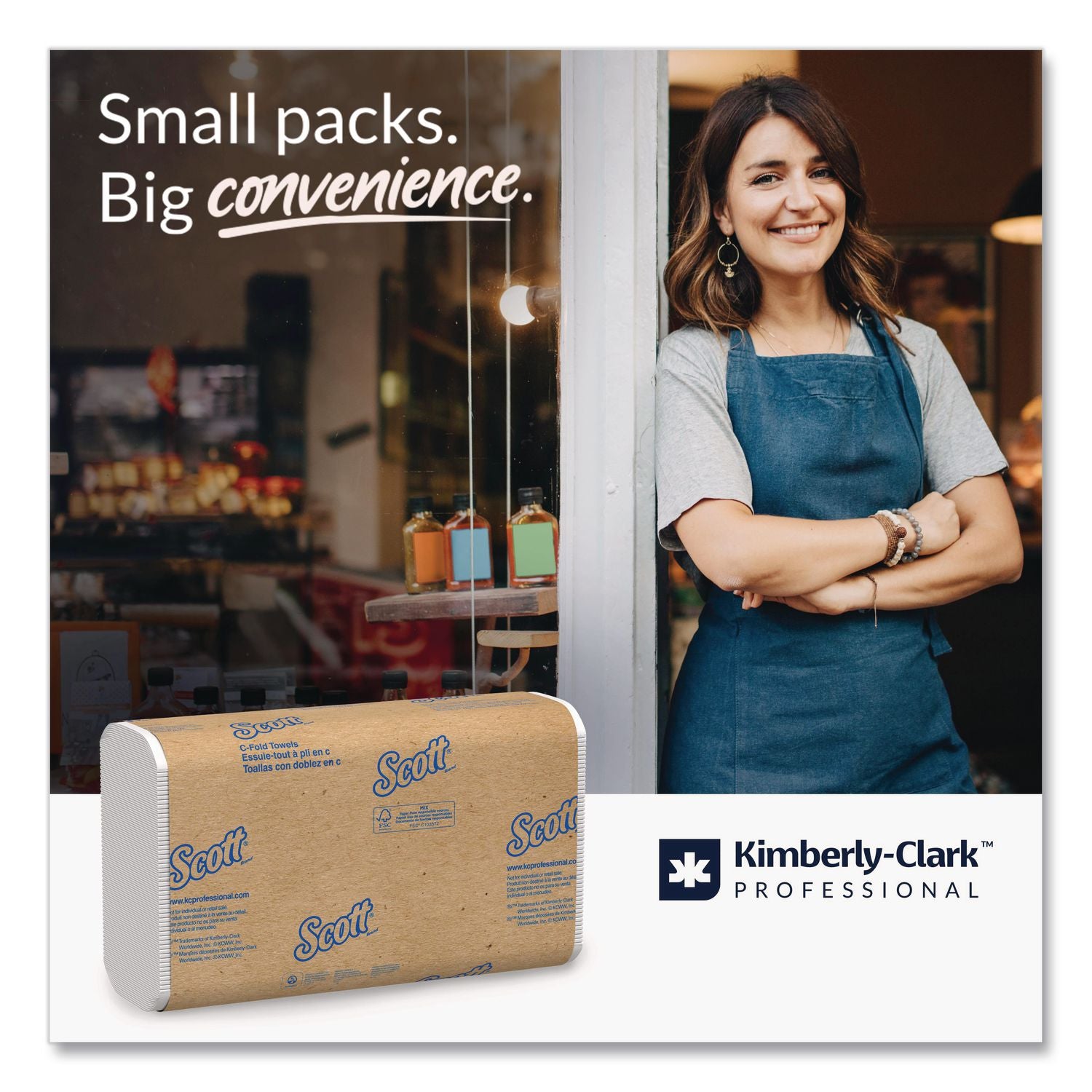 Essential C-Fold Towels for Business, Convenience Pack, 1-Ply, 10.13 x 13.15, White, 200/Pack, 9 Packs/Carton