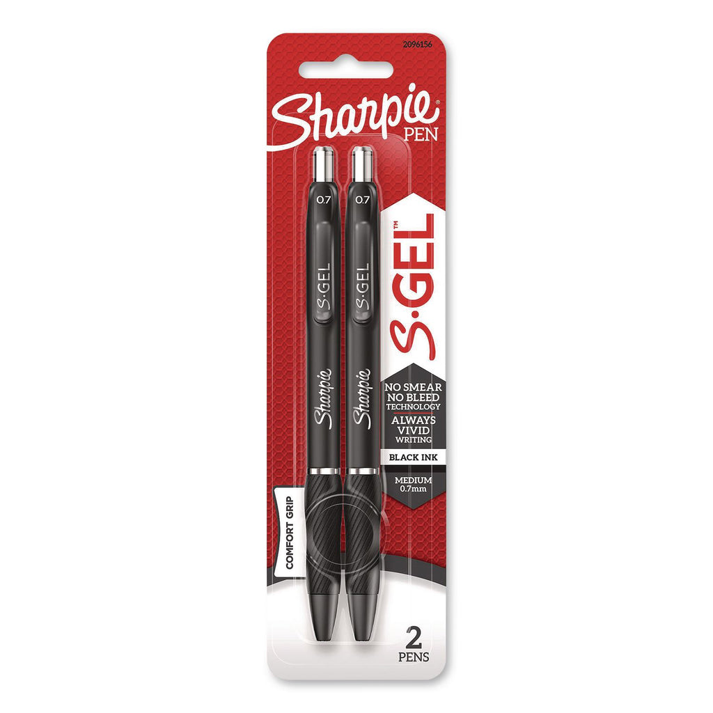Sharpie S-Gel Pens - 0.7 mm Pen Point Size - Black Gel-based Ink - Black Barrel - 2 / Pack