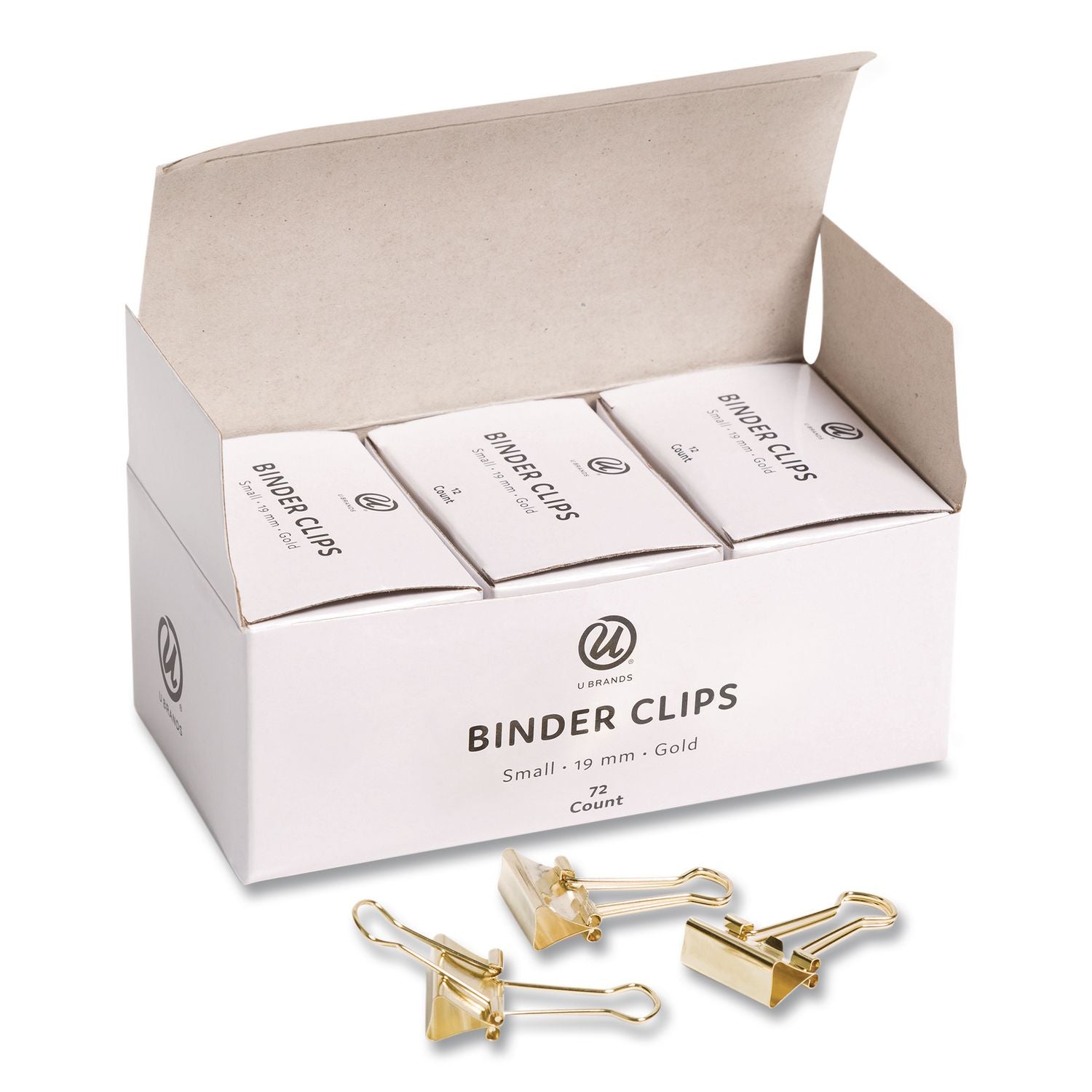 Binder Clips, Small, Gold, 72/Pack