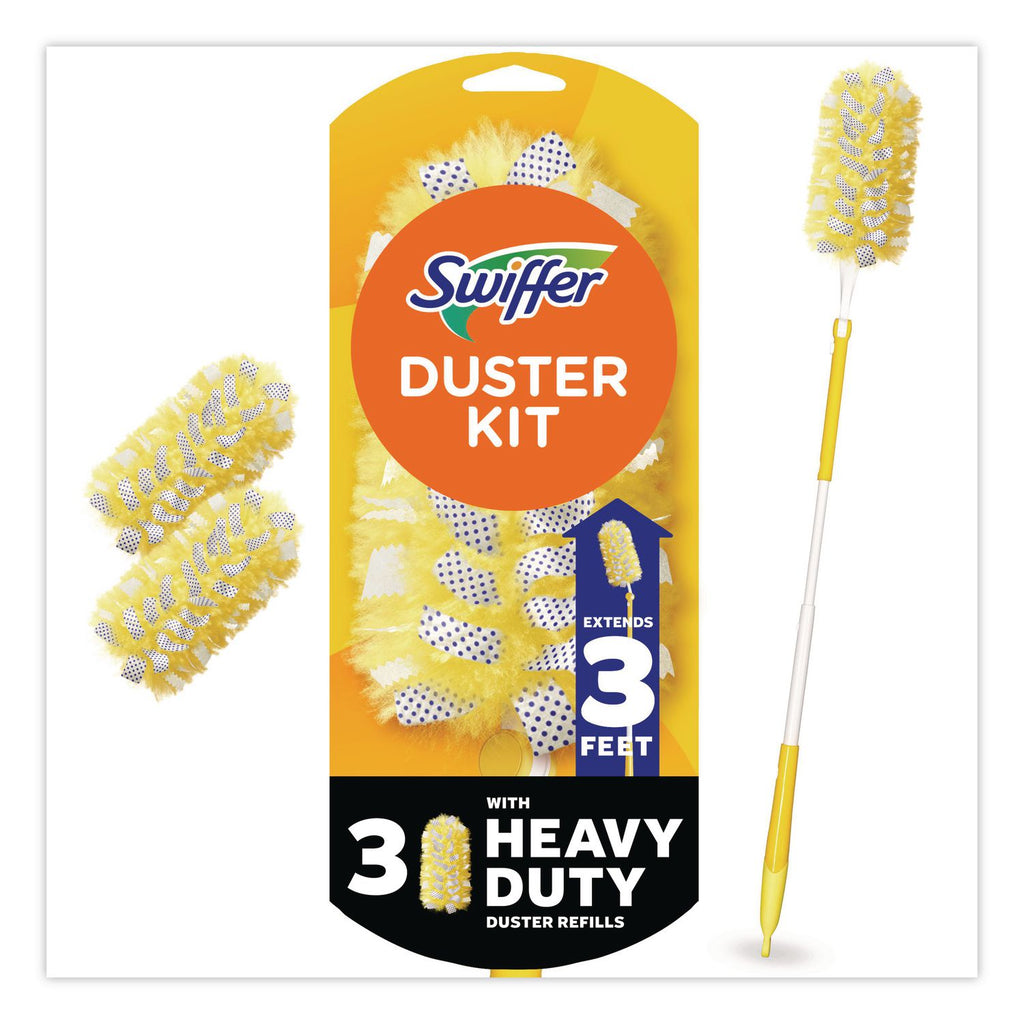 Heavy Duty Dusters with Extendable Handle, 14" to 3 ft Handle, 1 Handle and 3 Dusters/Kit