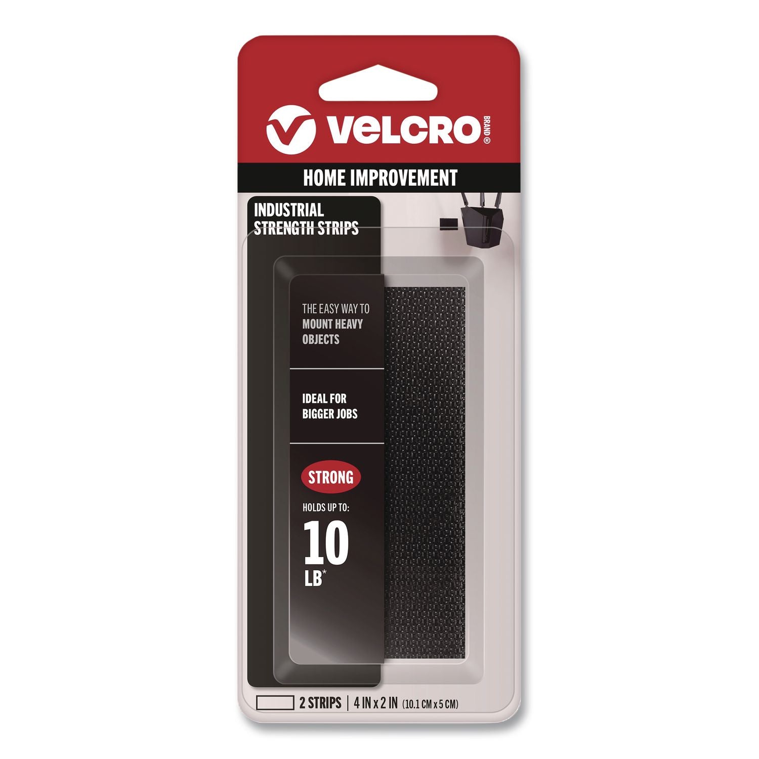 Industrial-Strength Heavy-Duty Fasteners, 2" x 4", Black, 2/Pack