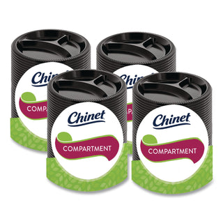 Heavyweight Plastic 3-Compartment Plates, 10.25" dia, Black, 125/Pack 4 Packs/Carton