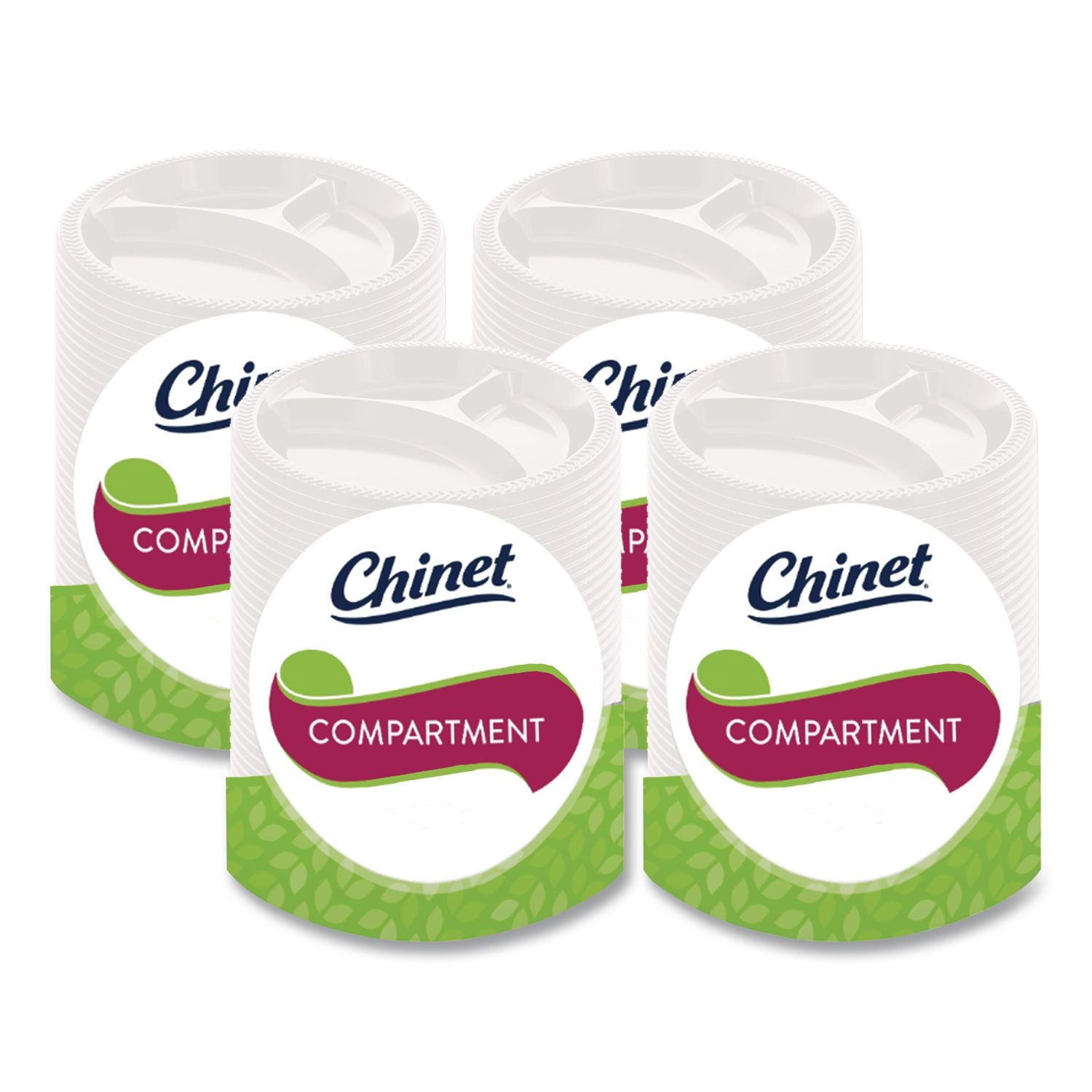 PaperPro Naturals Fiber Round Plates, 3-Compartment, 10.25" dia, Natural, 125/Pack, 4 Packs/Carton