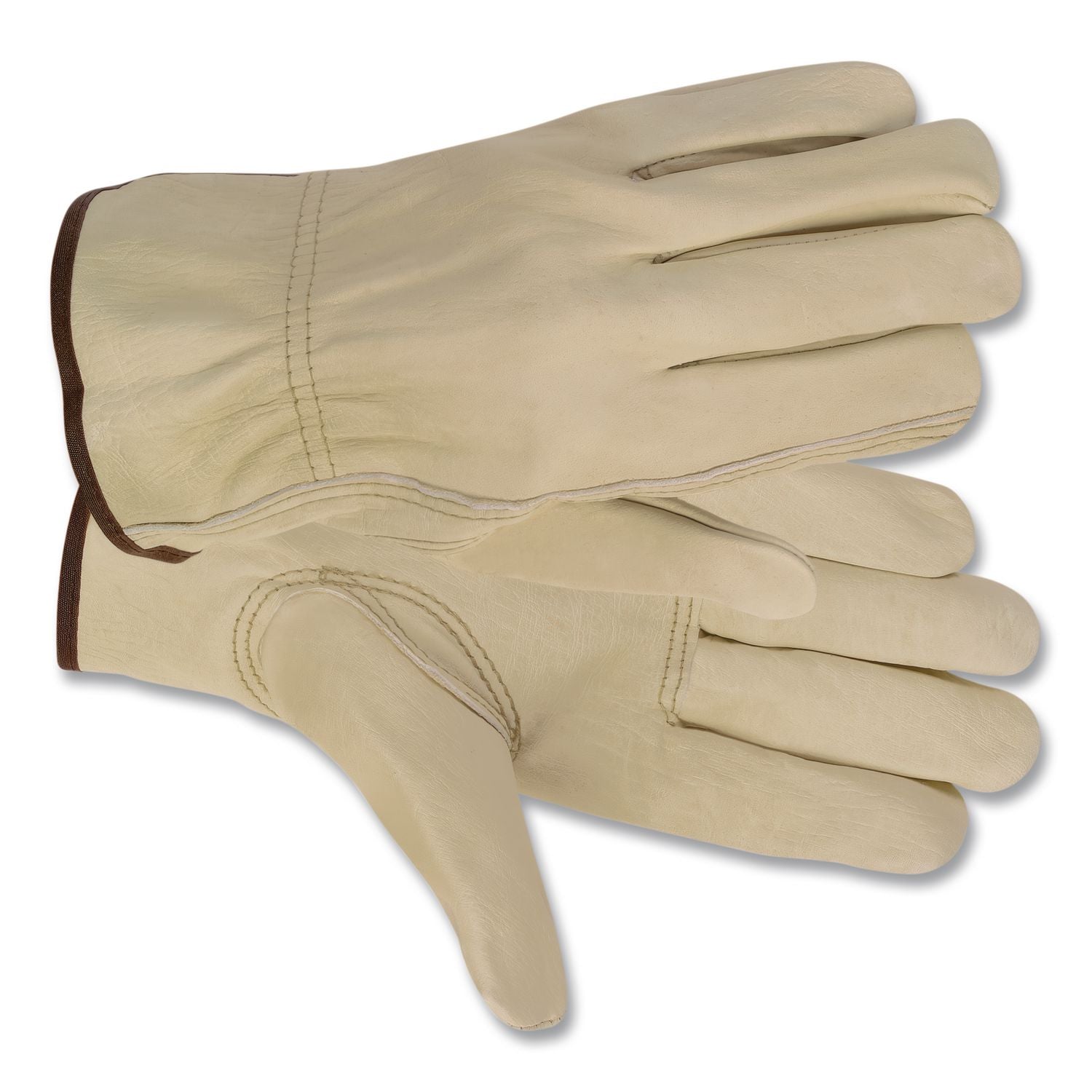 Economy Leather Driver Gloves, Large, Beige, Pair