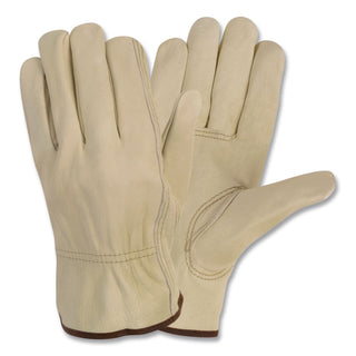 Economy Leather Driver Gloves, Medium, Beige, Pair