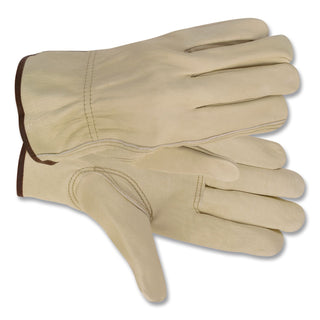 Economy Leather Driver Gloves, Medium, Beige, Pair