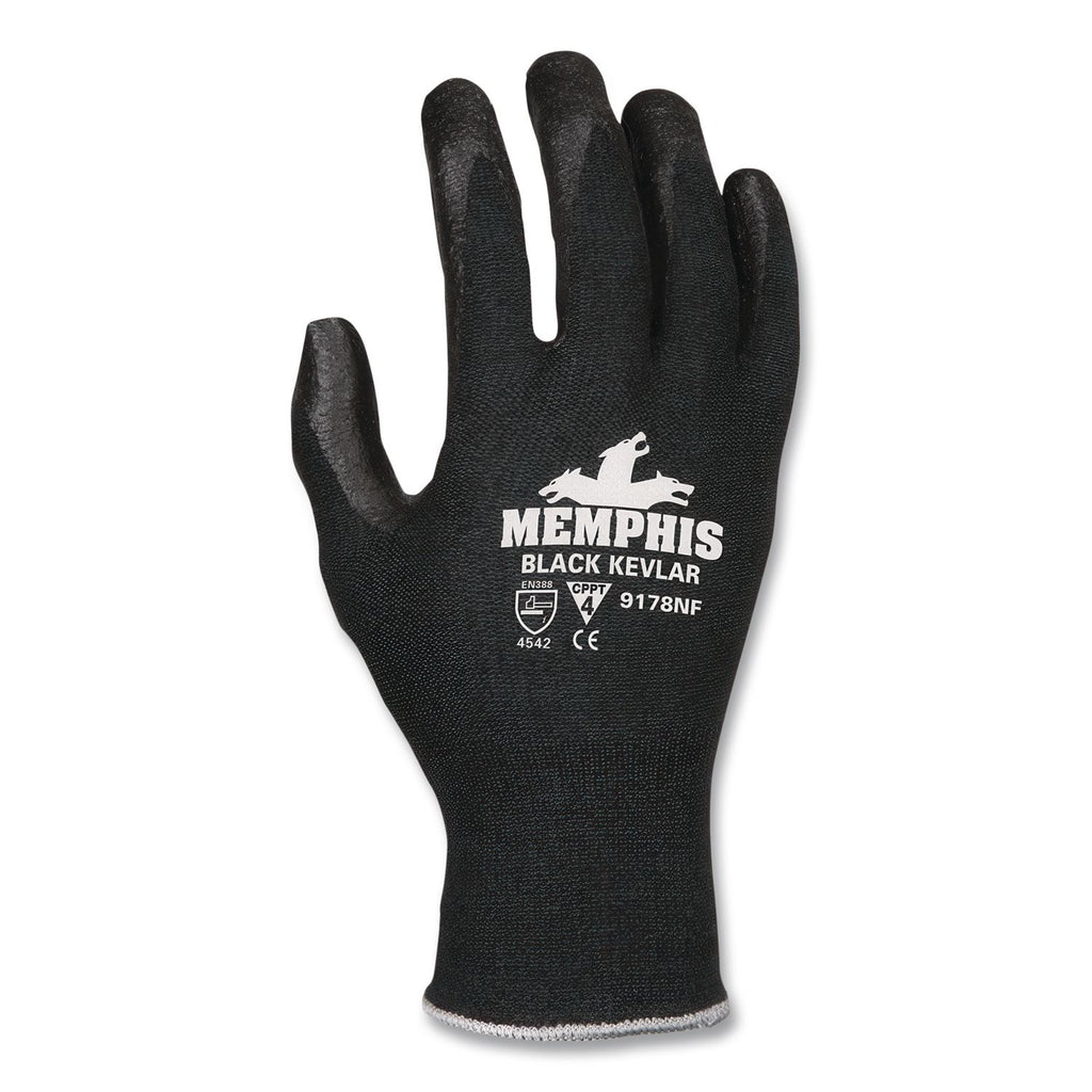 Kevlar Gloves 9178NF, Kevlar/Nitrile Foam, Black, Large