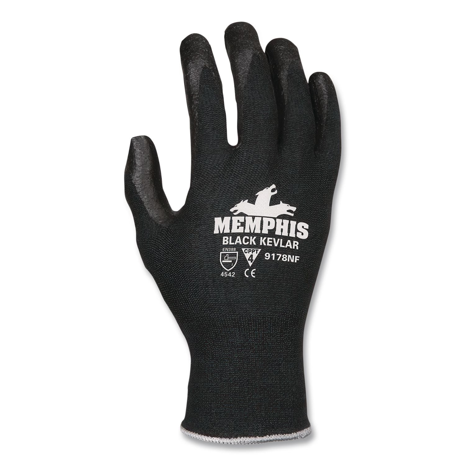 Kevlar Gloves 9178NF, Kevlar/Nitrile Foam, Black, Large