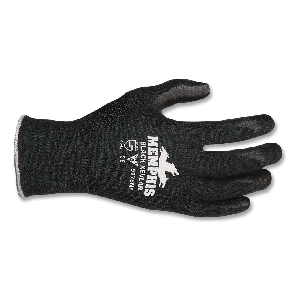 Kevlar Gloves 9178NF, Kevlar/Nitrile Foam, Black, Large