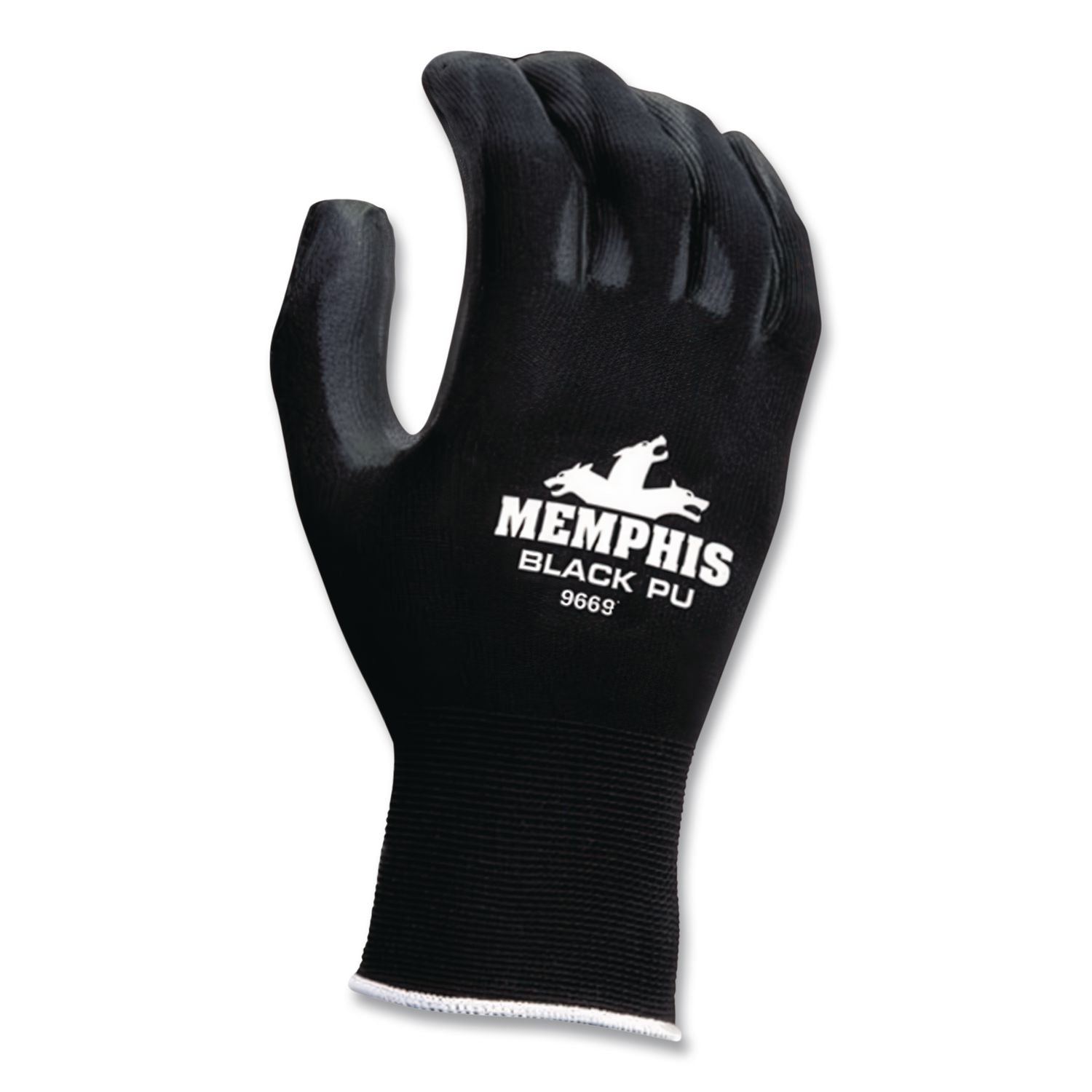 Economy PU Coated Work Gloves, Black, Medium, Dozen