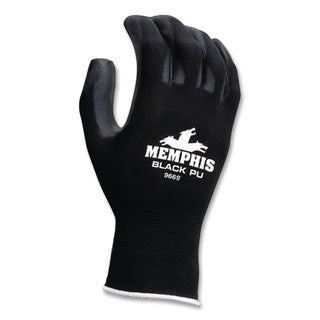 Economy PU Coated Work Gloves, Black, Medium, Dozen
