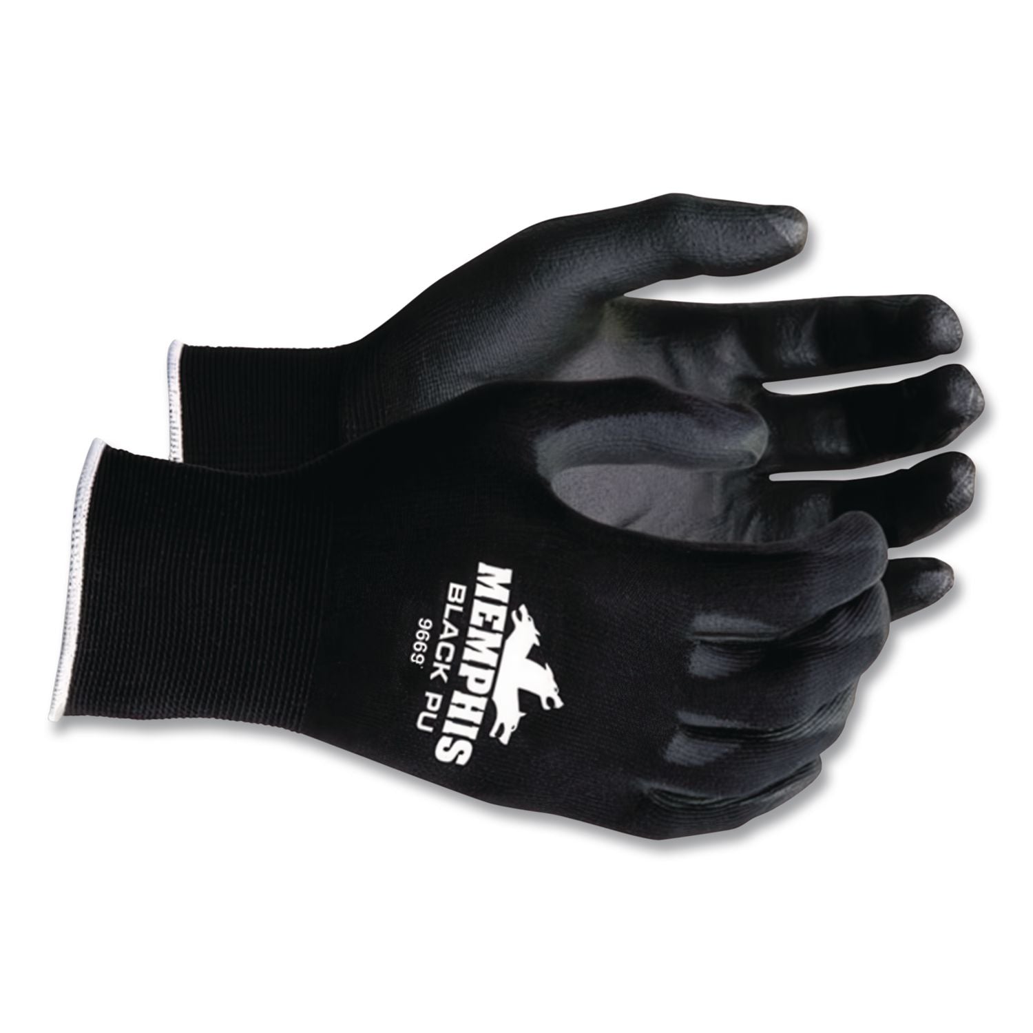 Economy PU Coated Work Gloves, Black, Small, Dozen
